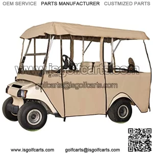 Classic Accessories Fairway Deluxe 4-Sided 4-Person Golf Cart Enclosure, Tan