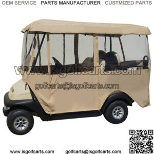 Deluxe Driveable 4-passenger Golf Cart Enclosure (For 80" Tops) - TAN