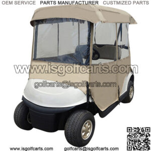 Deluxe Driveable 2-passenger Golf Cart Enclosure (Fits Standard Factory Tops, 57-61") - TAN