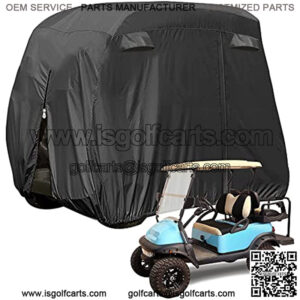 4 Passenger Golf Cart Cover Fits EZGO, Club Car, Yamaha, 400D Waterproof Windproof Sunproof Outdoor All-Weather Polyester Full Cover with Three Zipper Doors - Black/Army Green/Sliver/Camouflage