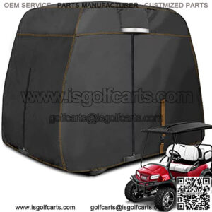 Rosefray Waterproof Golf Cart Cover Universal Fits for Most 4 Passenger/2Passenger EZGO, Club Car, Yamaha Golf Cart-Black/Light Tan