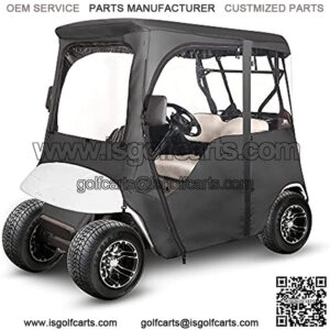 Golf Cart Deluxe Enclosure for EZGO TXT 2 Passenger, 4-Sided Clear PVC Window Rain Cover with Zipper Entry, Black