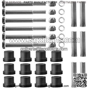 Golf Cart Front Rear Leaf Spring & Front Upper A Arm Suspension Bushing and Sleeve & Screw Kit for Club Car DS Gas & Electric 1992 Up