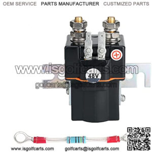 Golf Cart 48V Solenoid Assembly for Golf Cart Club Car DS (1995 Up) Precedent (2000 Up) 4 Terminals with Solenoid Resistor Replace Part 101908701 101494