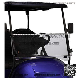 Club Car Precedent Clear Fold Down Impact Resistant Windshield for CC Precedent Golf Cart INSTALLS in Minutes!