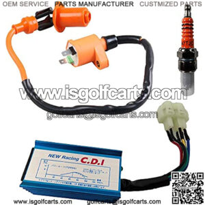 GY6 Ignition Coil Set Ignition Coil+ 6 Pin CDI + Spark Plug for 50cc 125cc 150cc 4-stroke Engines Scooter ATV Go Kart Moped Quad Pit Dirt Bike Cart