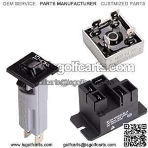 Relay, Rectifier, Circuit Breaker Charger Repair Kit for Club Car 48V Powerdrive 1 & 2 Charger, OEM CCX8506 102273501 101828601