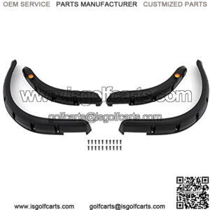 Premium Fender Flares Compatible For Club Car DS Golf Cart 1993-UP molded plastic Black Front Rear Wheels Pocket Style