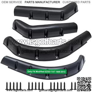 Golf Cart 4 Fender Flares-2 Front and 2 Rear fit Club Car DS Precedent,Yamaha G22 G29,EZGO RXV and TXT with Stainless Steel Screw kit