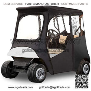 Golf Cart Deluxe Enclosure Cover for EZGO TXT & Club Car Precedent 2 Passenger, 4-Sided Clear PVC Window Rain Cover with Zipper Entry