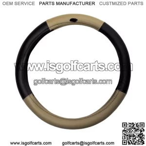 Golf Cart Steering Wheel Cover Universal Black and Tan