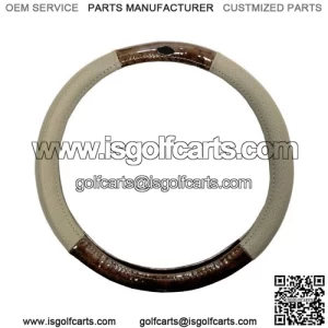 Golf Cart Steering Wheel Cover Universal Woodgrain and Tan