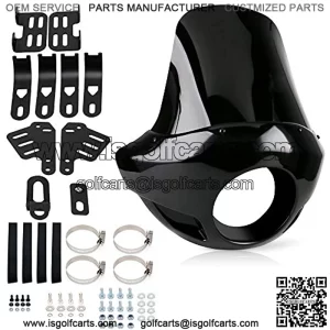 Smoke & Black Tall Fairing Windshield Headlight with 35mm-49mm Forks Club Style for Harley-Davidson Super Glide T-Sport FXDXT, FXR