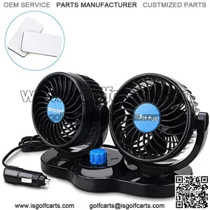 12V Electric Car Fan 360 Degree Rotatable 2 Speed 4in Dual Head Car Auto Cooling Air Circulator Fan Quiet - Cigarette Lighter for Van SUV RV Boat Auto Vehicles Golf (Black??