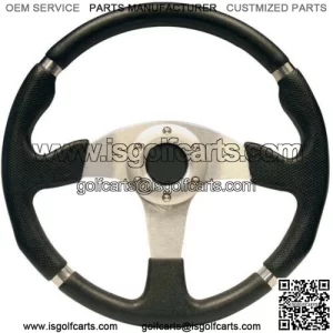 14" Black Chrome Golf Cart Steering Wheel