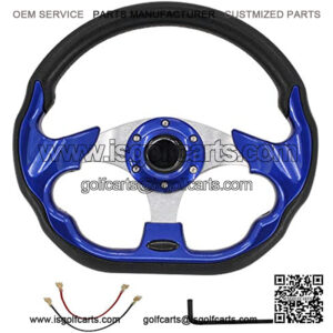 Blue Golf Cart Steering Wheel for Compatible with Boat Racing Style Steering Wheel Aluminum Frame With Horn