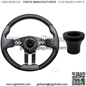 Club Car Precedent 5 Golf Cart Steering Wheel Kit (Carbon Fiber Grip with Black Spokes)