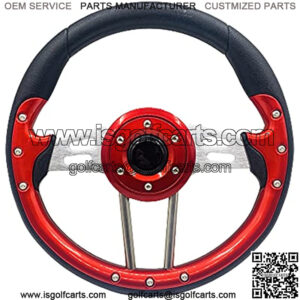 13" Golf Cart Steering Wheel Red For EZGO, Club Car and Yamaha Most Golf Carts