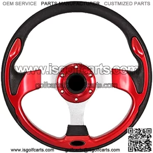 14inch Golf Cart Steering Wheel 6 Hole Universal Pattern For Golf Cart Club Car and Yamaha (Red)