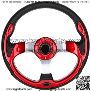 Universal 12.5 inch Golf Cart Steering Wheel for TXT RXV, Club Car DS Precedent, Yamaha G29 Drive and others - Ruby Red
