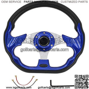 Blue Golf Cart Steering Wheel for Compatible with Club Car Boat Racing Style Steering Wheel Aluminum Frame With Horn