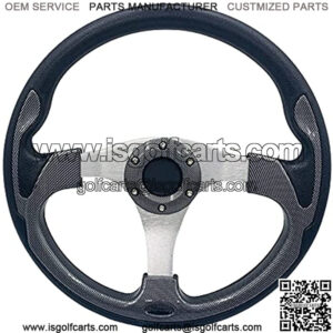 14inch Golf Cart Steering Wheel 6 Hole Universal Pattern For Golf Cart Club Car and Yamaha (Carbon silver)