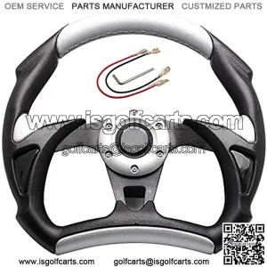 Steerig Wheel Replacment for Club Car Yamaha Golf Cart, Club Car DS and Cool Racing Style Steerig Wheel - Universal (Silver)