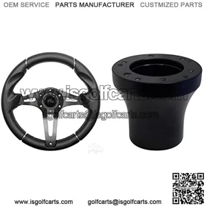 Club Car Precedent Golf Cart Steering Wheel - Black Grip/Black Spokes