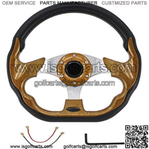 Steering Wheel Club Golf Cart Dark Compatible with Yamaha Club Car Steering Wheel 6 Hole 70mm Bolt Universal 12.5" Burlwood Aluminum