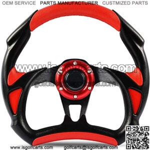 Golf Cart Steering Wheel for Club Car Yamaha Universal Steering Wheel Steering Wheel Club Car Cool Racing Style Steering Wheel(Red)