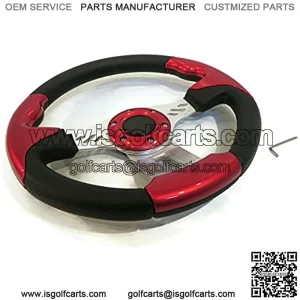 Universal 13" Steering Wheel Red & Black for Club Car, E-Z-GO & Yamaha Golf Cart