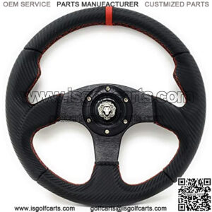 12.5" Steering Wheel w/Horn Red 6 Hole, Club Car Boat UTV Golf Cart