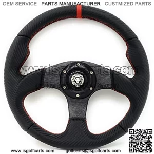 12.5" Steering Wheel w/Horn Red 6 Hole, Club Car Boat UTV Golf Cart
