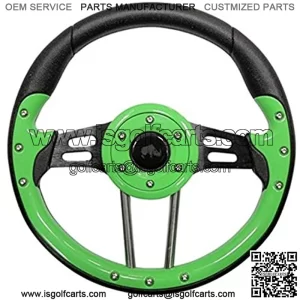 3G Golf Cart Steering Wheel- Lime Green Grip with Black Spokes- 13. Diameter