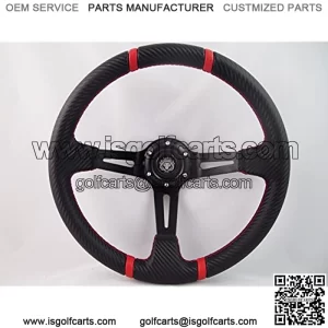 New World Motoring Club CAR Precedent Steering Wheel Golf cart W/Adapter 3 Spoke Carbon Fiber