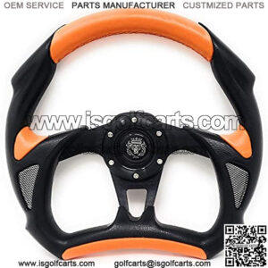 New World Motoring 1984+ Club CAR DS Orange Steering Wheel Golf cart with Adapter 3 Spoke