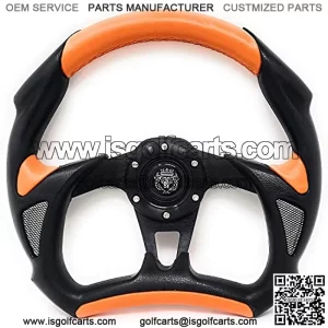 New World Motoring 1984+ Club CAR DS Orange Steering Wheel Golf cart with Adapter 3 Spoke