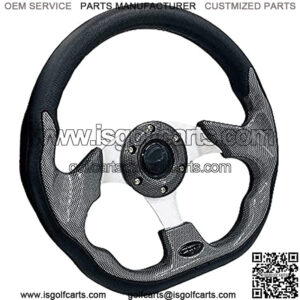12.5 inch Golf Cart Steering Wheel For EZGO Yamaha Club Car DS and Precedent Carbon Fiber Golf Carts Steering Wheel with Wrench