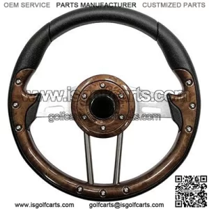 Golf Cart Steering Wheel Woodgrain Grip Aluminum Spokes 13 Inch
