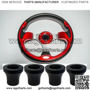 Ultra Red Golf Cart Steering Wheel W/ Hub Adapter Black For EZGO Club Car Yamaha