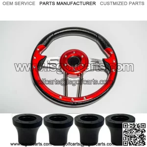 Candy Apple Red Golf Cart Steering Wheel For EZGO Club Car Yamaha