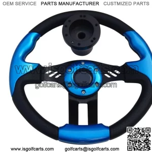 Yamaha Golf Cart Blue Steering Wheel W/ Black Spokes & Hub Adapter