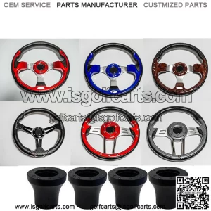 Multiple Colors Golf Cart Steering Wheel & BLK Hub Adapter EZGO Club Car Yamaha