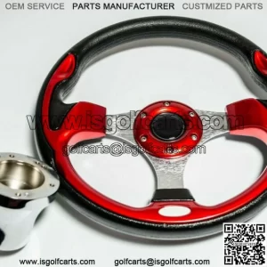 Red Black Golf Cart Steering Wheel  W/ Hub Adapter For Club Car DS