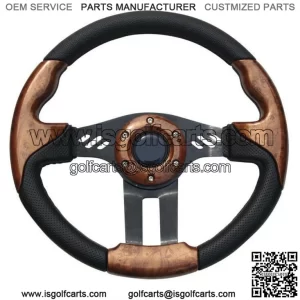 EZGO Club Car Yamaha Golf Cart Steering Wheel Woodgrain 6 Hole Pattern 13 Inch