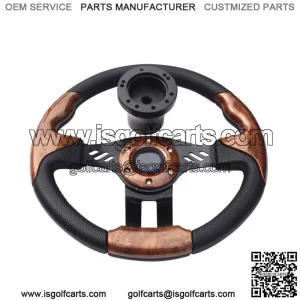 Club Car Precedent Steering Wheel W/ BLK Hub Adapter  Wood Grain 2004+ Golf Cart