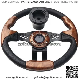 Club Car DS Steering Wheel with Black Hub Adapter - Wood Grain Premium Quality