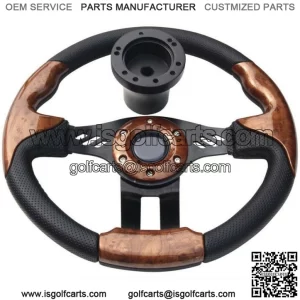Yamaha Golf Cart Steering Wheel with Black Hub Adapter - Wood Grain Premium Qual