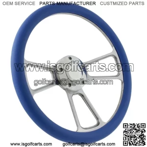 84+ Club Car DS Billet Sky Blue Steering Wheel w/ Polished Horn & Adapter