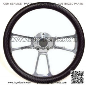 Club Car Golf Cart   14" Billet & Black Carbon Fiber Steering Wheel + Adapter